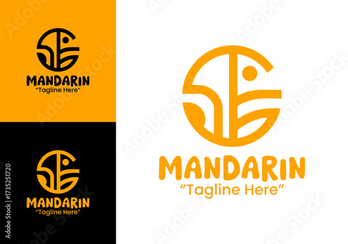 Mandarin Logo Simple Fresh Fruit Emblem