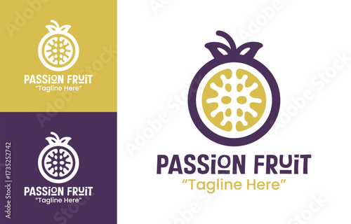 Passion Fruit Logo Organic Fresh Juice Branding