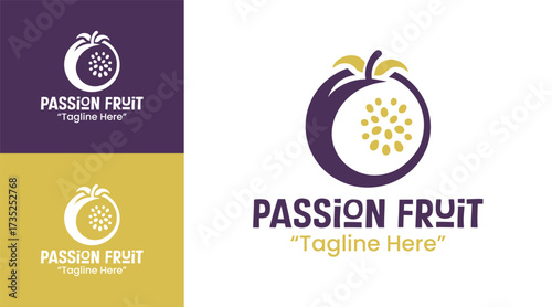 Passion Fruit Logo Clean Cafe Tropical Symbol