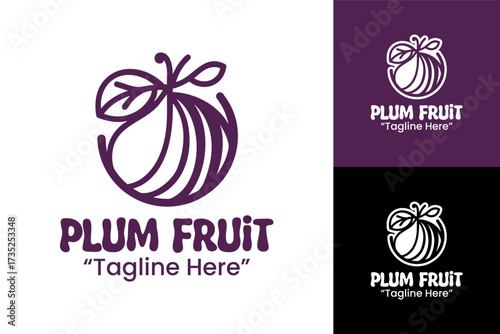 Plum Logo Modern Minimalist Fruit Symbol
