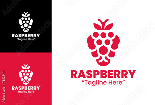 Raspberry Logo Simple Fresh Cafe Symbol