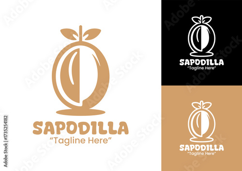 Sapodilla Logo Premium Exotic Fruit Emblem