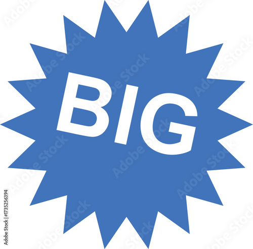 Big sale sign in blue with white text element