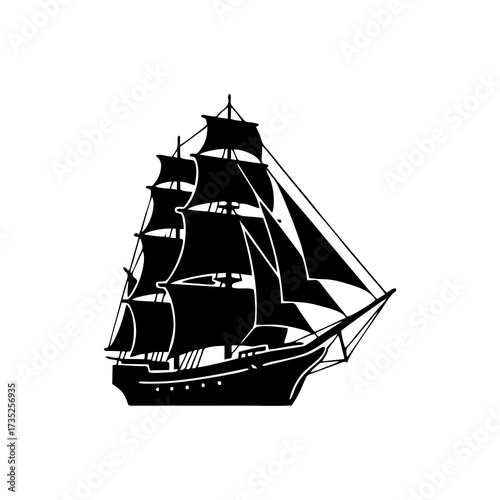 pirate ship silhouette on white background