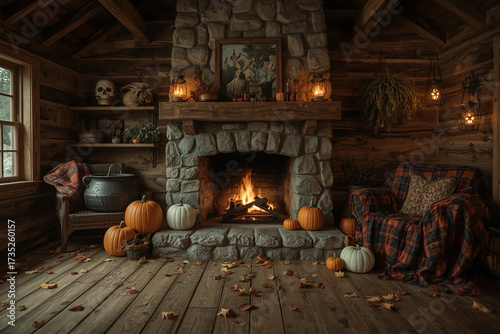 Cozy Rustic Halloween Cabin