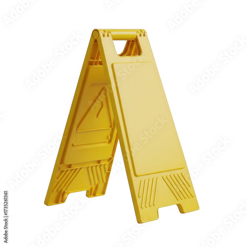 Yellow caution sign isolated on a transparent background