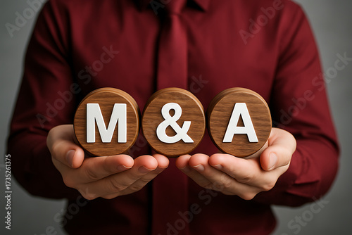 M and A Merger and Acquisition business finance concept. Business mergers and acquisitions. Share acquisition, asset business acquisition, amalgamation,new