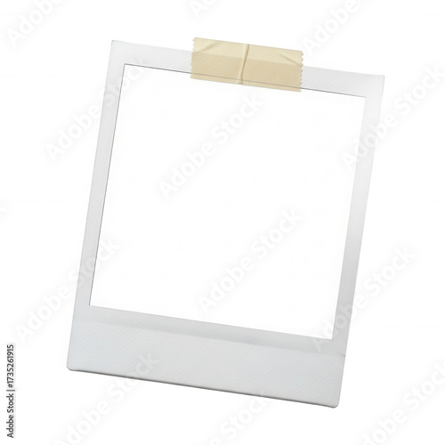 Instant photograph with tape isolated on a transparent background