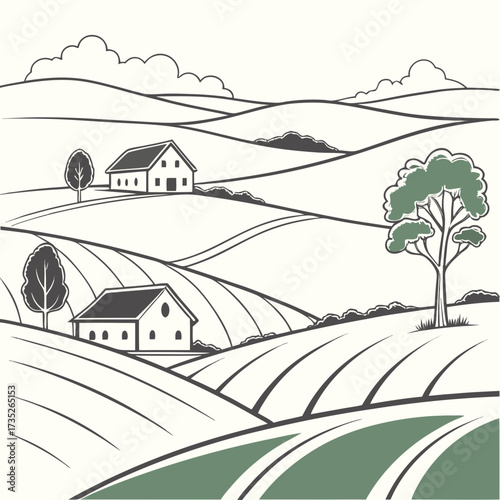 vector illustration of a rural landscape