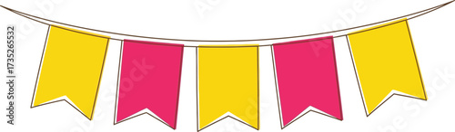 Celebration bunting banner party decoration yellow and pink art vector