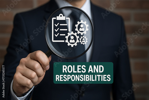 Concept of roles and responsibilities. Business Motivation Strategy Professional Successful Team Work Organization. Employees role,new concept