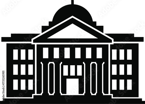 Classic government building icon with columns and dome