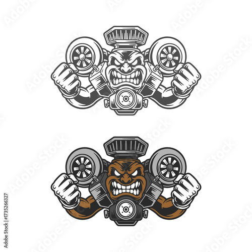 vector mascot of turbo engine 