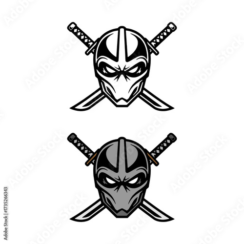vector mascot of sword and ninja mask