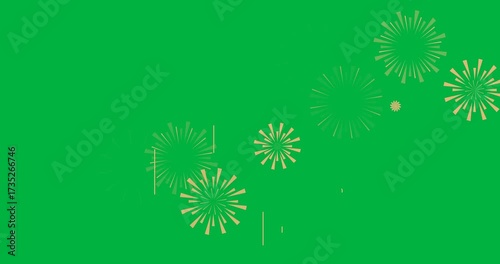 Animation of chinese new year gold fireworks over transparent background