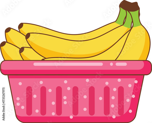 Banana fruit basket yellow food healthy sweet tropical organic vector