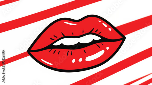 Sexy Red Lips Illustrator Artwork Banner Background Design Template 