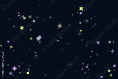 Night Sky With Scattered Stars, Pastel Colored Starfield, Twinkling Light Elements