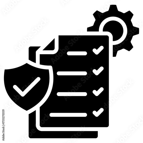 Glyph Icon of Compliance and Security Protocol Document with Checklist