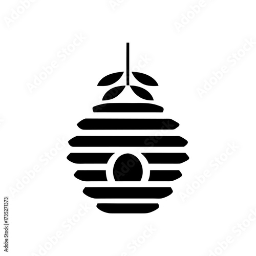 Outline icon of a classic beehive with an entrance hole.