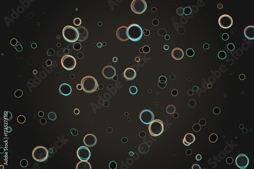 Overlapping Rings Pattern, Colored Circle Shapes on Dark Backdrop, Round Geometric Design