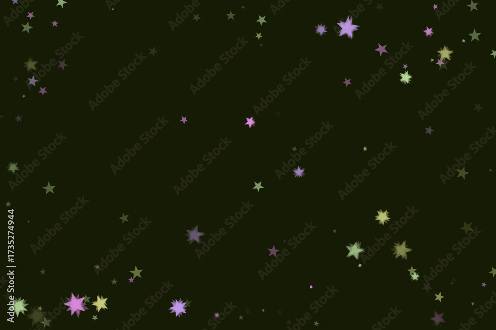 Fototapeta premium Purple Green Starry Pattern, Festive Decorations, Dark Backdrop, Abstract, Overlay, Transparent