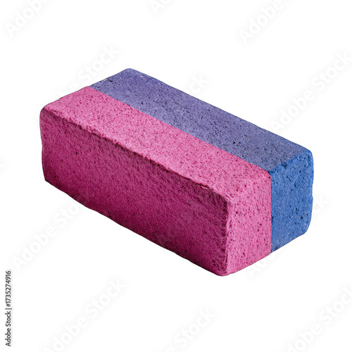 Rectangular block with a pink and blue color split