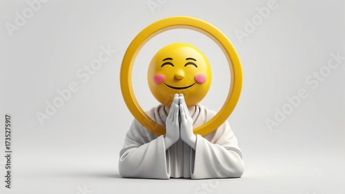 yellow emoji praying isolated on white background