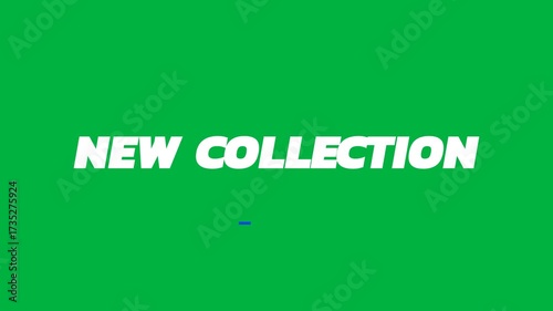 Animation of new collection text in white letters, with moving blue lines on transparent background
