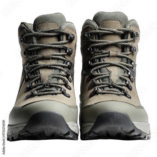 Leather hiking boots laced tight, ready for adventure