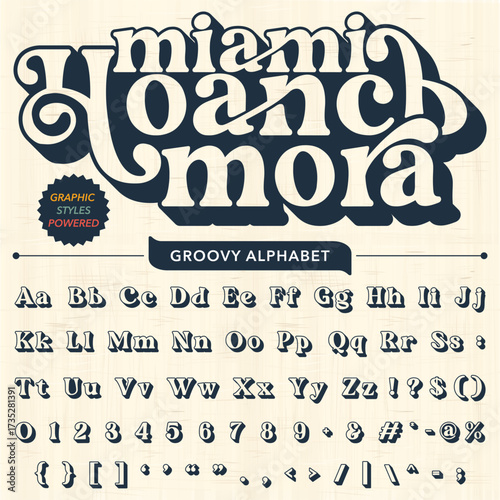 Serif Groovy Retro Vintage Bold Font alphabet vector file