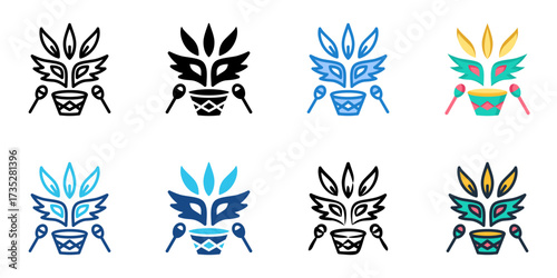 Rio Carnival icon set multiple style collection 
