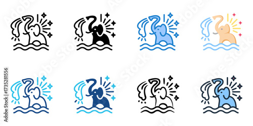 Songkran Thai Water Festival icon set multiple style collection 
