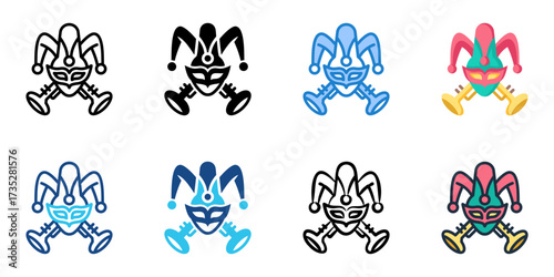 Mardi Gras icon set multiple style collection 
