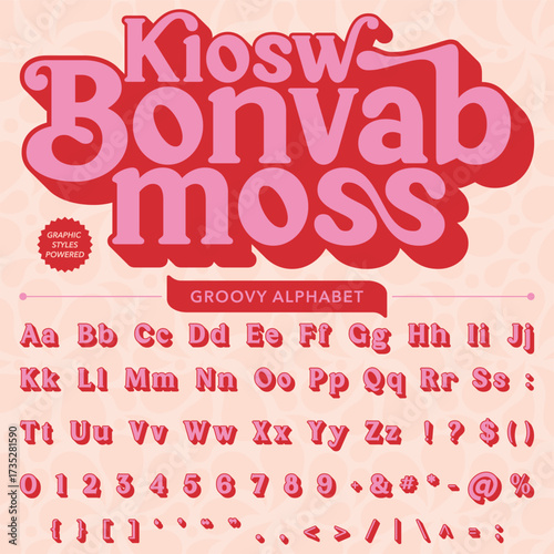 Serif Groovy Retro Vintage Bold Font alphabet vector file
