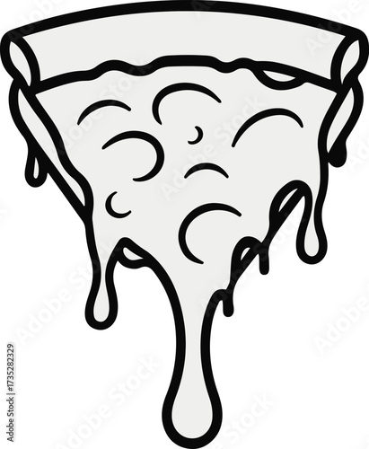 Minimalist line art of a pizza slice with melting cheese