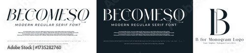 Becomesq Fashion Serif Stylish Display Bold Font alphabet with B Logo