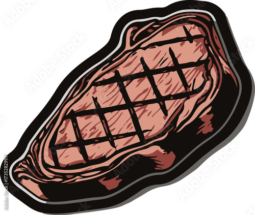 Smooth outline of steak with grill marks 3