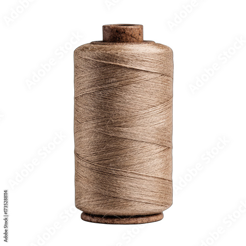 Spool of beige-brown thread, tightly wound