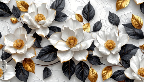 Fototapeta Naklejka Na Ścianę i Meble -  Floral 3D wall mural
