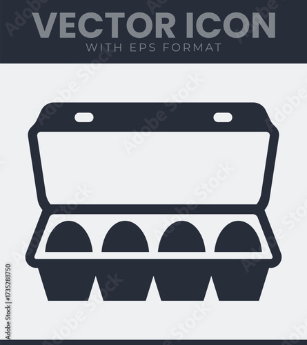 Open carton of eggs simple graphic icon