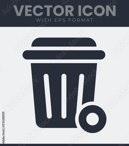 Simple trash can icon with delete symbol vector