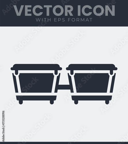 Simple bongo drums icon vector graphic