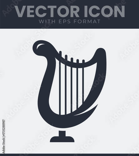 Elegant harp musical instrument silhouette icon