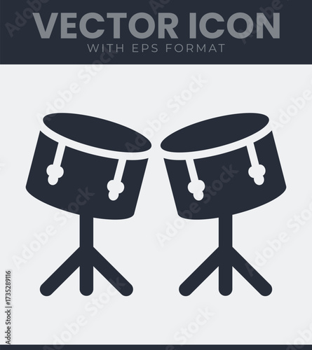 Two drum icons music instrument vector art