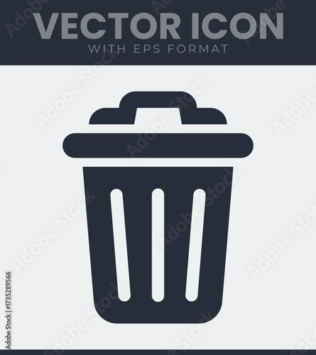Simple trash can icon clean design vector graphic