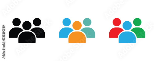 Group icon set vector on white background. people, team, community, user, member, network, social, connection, communication, business, organization, meeting, symbol.