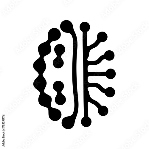 Abstract Brain Symbol Representing Neural Networks and Mental Connections, isolated vector image