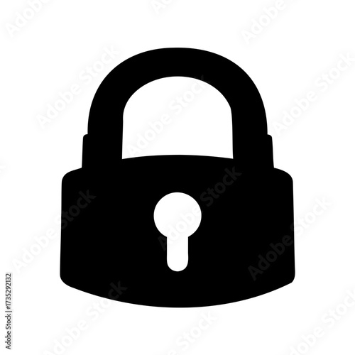 Black silhouette of a closed padlock security concept for protecting valuable items