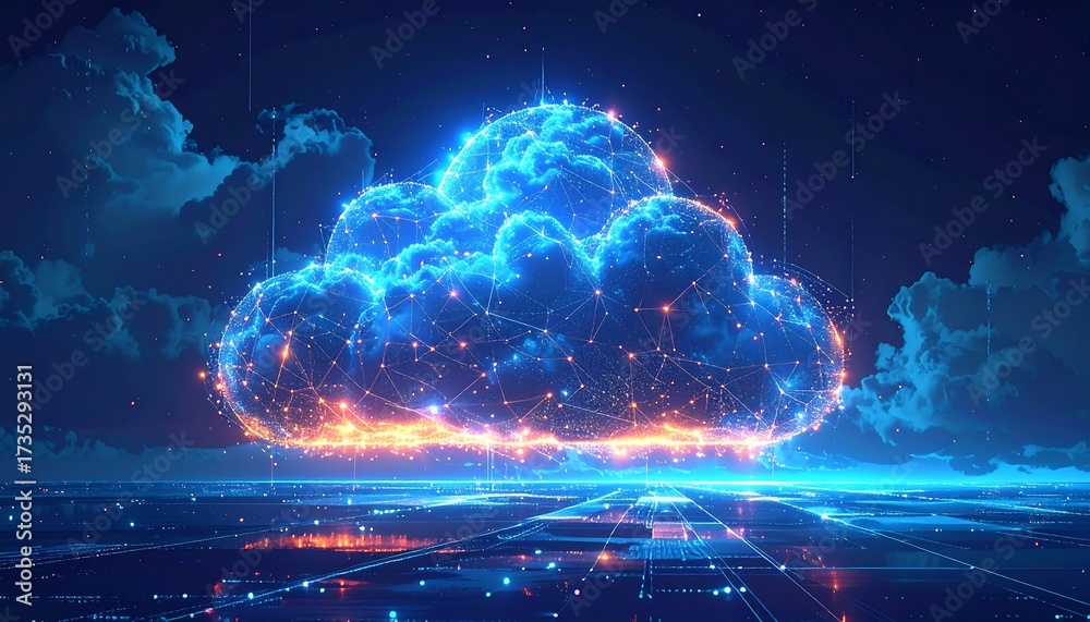 Obraz premium Futuristic cloud computing concept